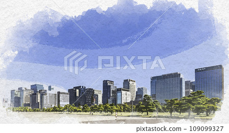 Watercolor style Otemachi, Tokyo, Imperial Palace Gaien and Otemachi buildings, Chiyoda-ku, Tokyo Watercolor style Otemachi, Tokyo, Imperial Palace Gaien and Otemachi buildings, Chiyoda-ku, Tokyo 109099327