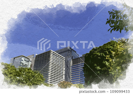 水彩風格大手町,東京 大手町建築 東京千代田區 水彩風格大手町,東京 大手町建築 東京千代田區 109099433