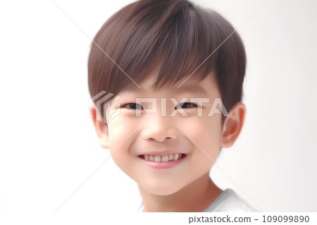 Boy with healthy white teeth AI generated 109099890
