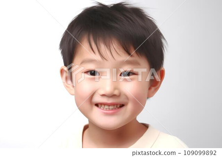 Boy with healthy white teeth AI generated 109099892