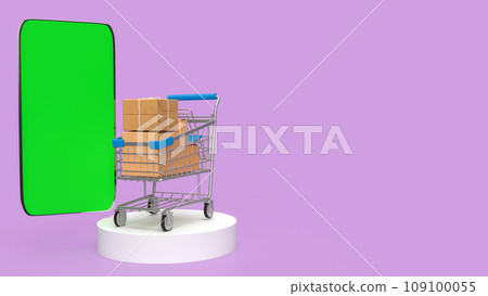 The mobile and shopping cart for online Business 3d rendering. The mobile and shopping cart for online Business 3d rendering. 109100055