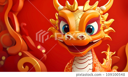 卡通可爱的中国龙插画 109100548