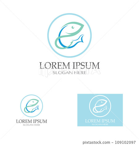 Fish logo, fishinghook, fish oil and seafood restaurant icon. With vector icon concept design illustration template 109102097