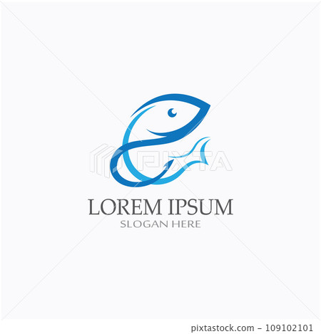 Fish logo, fishinghook, fish oil and seafood restaurant icon. With vector icon concept design illustration template Fish logo, fishinghook, fish oil and seafood restaurant icon. With vector icon concept design illustration template 109102101