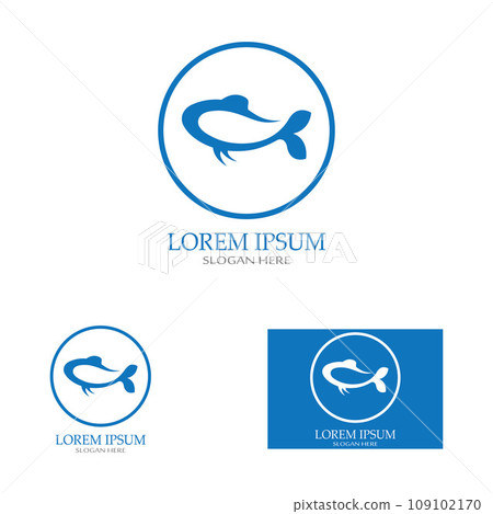 Fish logo, fish oil and seafood restaurant icon. With the concept of icon vector design illustration template Fish logo, fish oil and seafood restaurant icon. With the concept of icon vector design illustration template 109102170