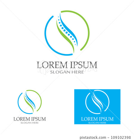 Spinal diagnostics, spine care, and spine health. With modern vector icon design concept logo template illustration Spinal diagnostics, spine care, and spine health. With modern vector icon design concept logo template illustration 109102398