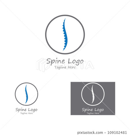 Spinal diagnostics, spine care, and spine health. With modern vector icon design concept logo template illustration Spinal diagnostics, spine care, and spine health. With modern vector icon design concept logo template illustration 109102481