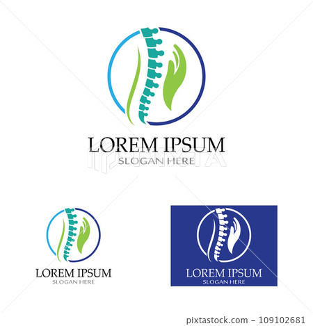 Spinal diagnostics, spine care, and spine health. With modern vector icon design concept logo template illustration Spinal diagnostics, spine care, and spine health. With modern vector icon design concept logo template illustration 109102681