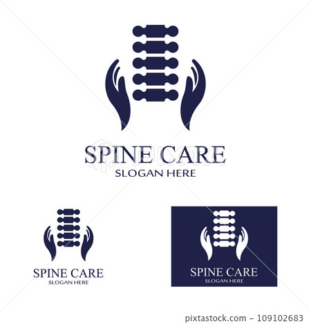 Spinal diagnostics, spine care, and spine health. With modern vector icon design concept logo template illustration Spinal diagnostics, spine care, and spine health. With modern vector icon design concept logo template illustration 109102683