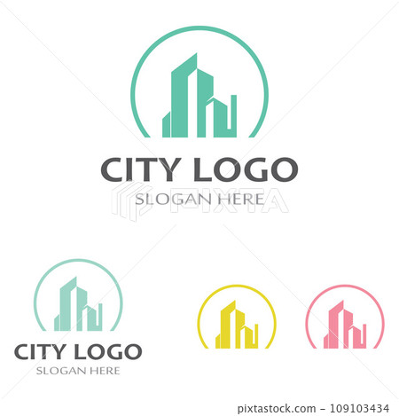 Downtown building logo design with creative idea 109103434