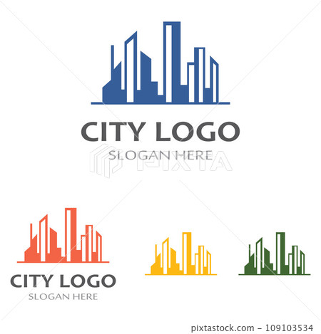 Downtown building logo design with creative idea Downtown building logo design with creative idea 109103534