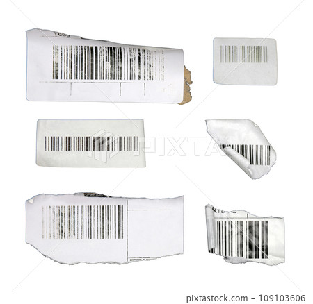 Piece of barcode paper isolated on white background Piece of barcode paper isolated on white background 109103606