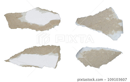 Pieces of torn scrapbook paper isolated on white background Pieces of torn scrapbook paper isolated on white background 109103607