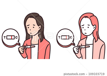 Illustration of a woman who confirmed her pregnancy - Disappointed 109103719
