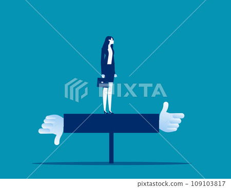 Performance assessment. Business thumb up and thumb down vector illustration 109103817