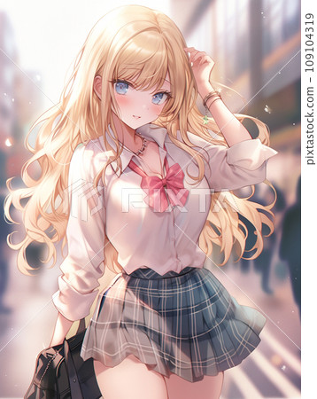 精力充沛、活潑的金發女郎 JK 精力充沛、活潑的金發女郎 JK 109104319