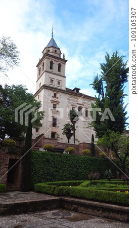 Partal Gardens, Santa Maria de la Alhambra Church [Granada, Spain] 109105307