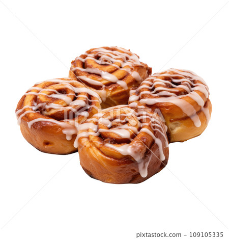 Sweet Spiral Cinnamon Pastries with Drizzled Glaze Sweet Spiral Cinnamon Pastries with Drizzled Glaze 109105335