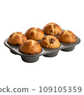 Freshly Baked Muffins in Metal Tray 109105359