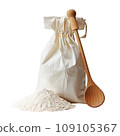 Milled Flour Next to Storage Bag and Spoon 109105367