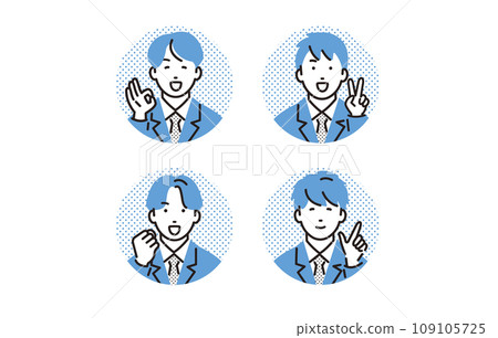 High school boy icon set smiling and posing 109105725