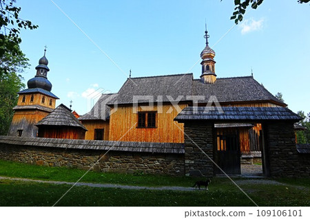 Wooden church in Fundacanarodwa Skansen, Poland 109106101