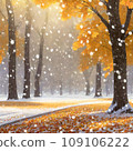 The changing seasons (autumn leaves and first snow) 109106222