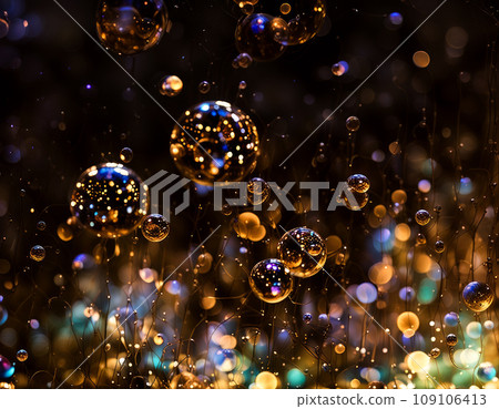 organic illumination bubbles fungi microscopic image 109106413