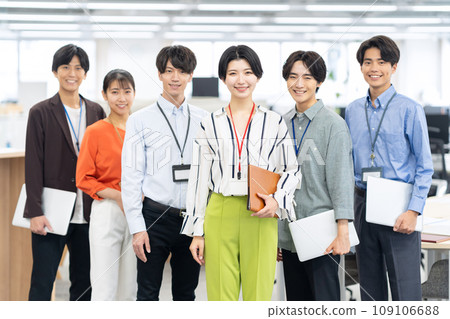 Young male and female engineers having a meeting in the office 109106688