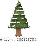Cartoon watercolor snowy christmas tree. 109106768