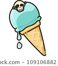 Hand draw mint ice cream with skull head topping 109106882