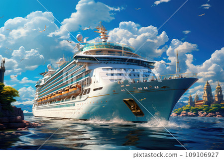 Large cruise ship. The concept of exclusive tourism in the ocean sea travel on vacation in summer 109106927