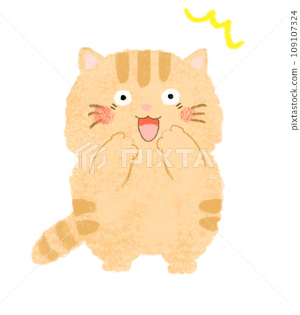 一隻棕色虎斑貓驚訝地張開嘴 一隻棕色虎斑貓驚訝地張開嘴 109107324