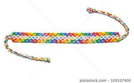 DIY woven tied friendship bracelet with unusual braiding. Summer accessory DIY woven tied friendship bracelet with unusual braiding. Summer accessory 109107400