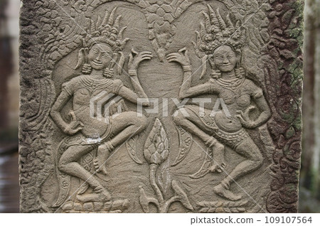 Angkor Wat, a world heritage site, has a relief of the dancers of Angkor Thom. Angkor Wat, a world heritage site, has a relief of the dancers of Angkor Thom. 109107564
