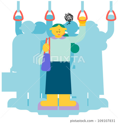 A woman who seems to have difficulty commuting to work 109107831