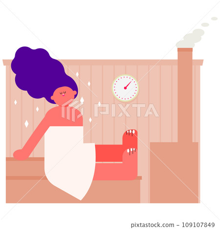 女人在桑拿房裡緩解壓力 女人在桑拿房裡緩解壓力 109107849