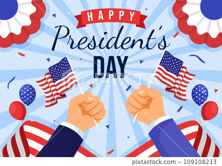 Happy Presidents Day Vector Illustration on 19 February with President America and USA Flag in Flat Cartoon Background Design Happy Presidents Day Vector Illustration on 19 February with President America and USA Flag in Flat Cartoon Background Design 109108213