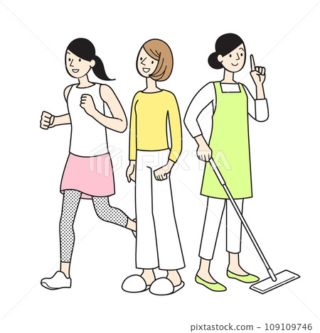 簡單人物插畫女性生活方式 109109746