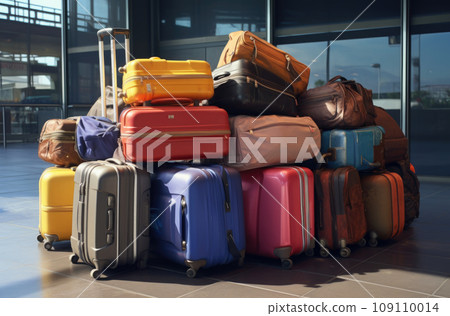 Stylish suitcases packed for travel on white background. Summer vacation Stylish suitcases packed for travel on white background. Summer vacation 109110014