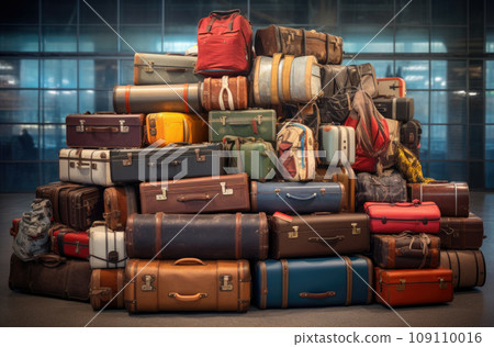 Stylish suitcases packed for travel on white background. Summer vacation Stylish suitcases packed for travel on white background. Summer vacation 109110016