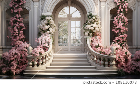 Beautiful entrance way with flowers and steps. Entrance to house 109110078