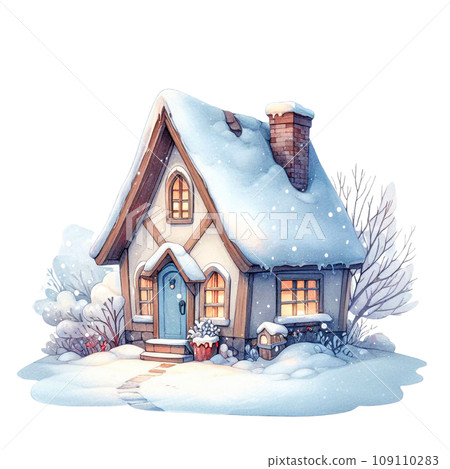 Cute cartoon Christmas house with snow clip art Cute cartoon Christmas house with snow clip art 109110283