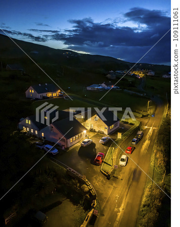 Aerial night view of Glencolumbkille in County Donegal, Republic of Irleand Aerial night view of Glencolumbkille in County Donegal, Republic of Irleand 109111061
