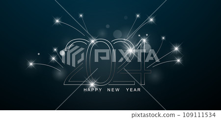 happy new year 2024 with elegant typography design template 2024 new year celebration ideas for greeting card banners and post templates. 109111534