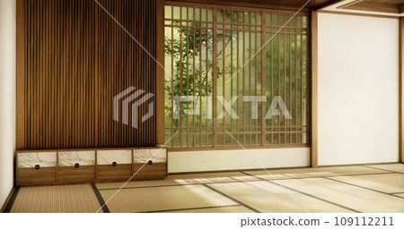 Interior, Empty room and tatami mat floor room modern style. Interior, Empty room and tatami mat floor room modern style. 109112211