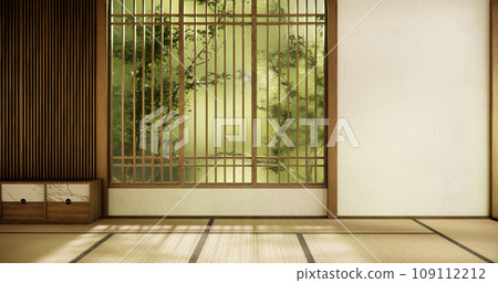 Interior, Empty room and tatami mat floor room modern style. Interior, Empty room and tatami mat floor room modern style. 109112212