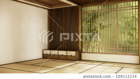 Interior, Empty room and tatami mat floor room modern style. Interior, Empty room and tatami mat floor room modern style. 109112214