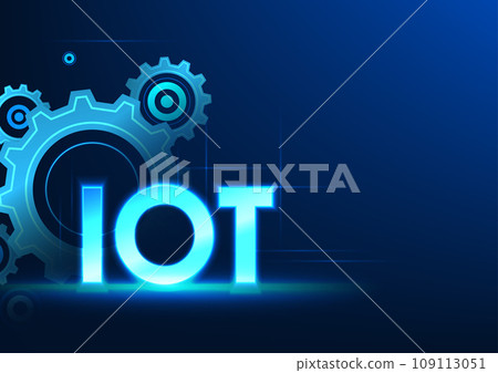Internet of Things technology IoT placed in front of the gear It means providing real-time access to devices connected to the cloud and the internet. Vector illustration 109113051