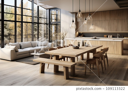 Fashionable and modern white kitchen, the most popular white color for the kitchen. 109113322